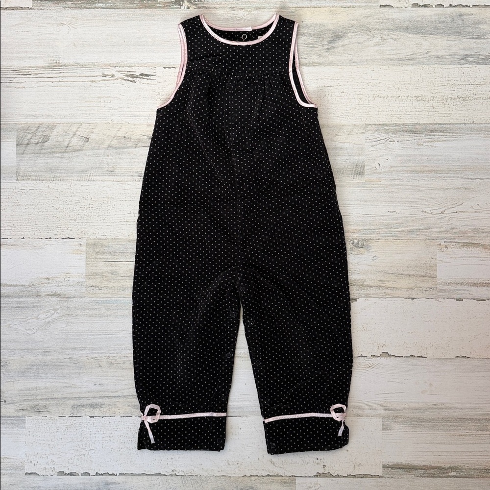 Vintage Gymboree Black Jumper with Pink Polka Dots
